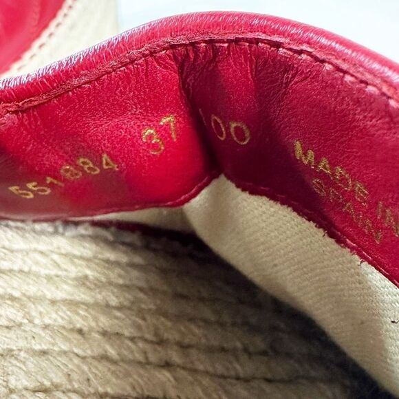 GUCCI Red Marmont Platform Espadrille 37 US 7 Matelasse Leather Quilted Flat - Picture 11 of 13